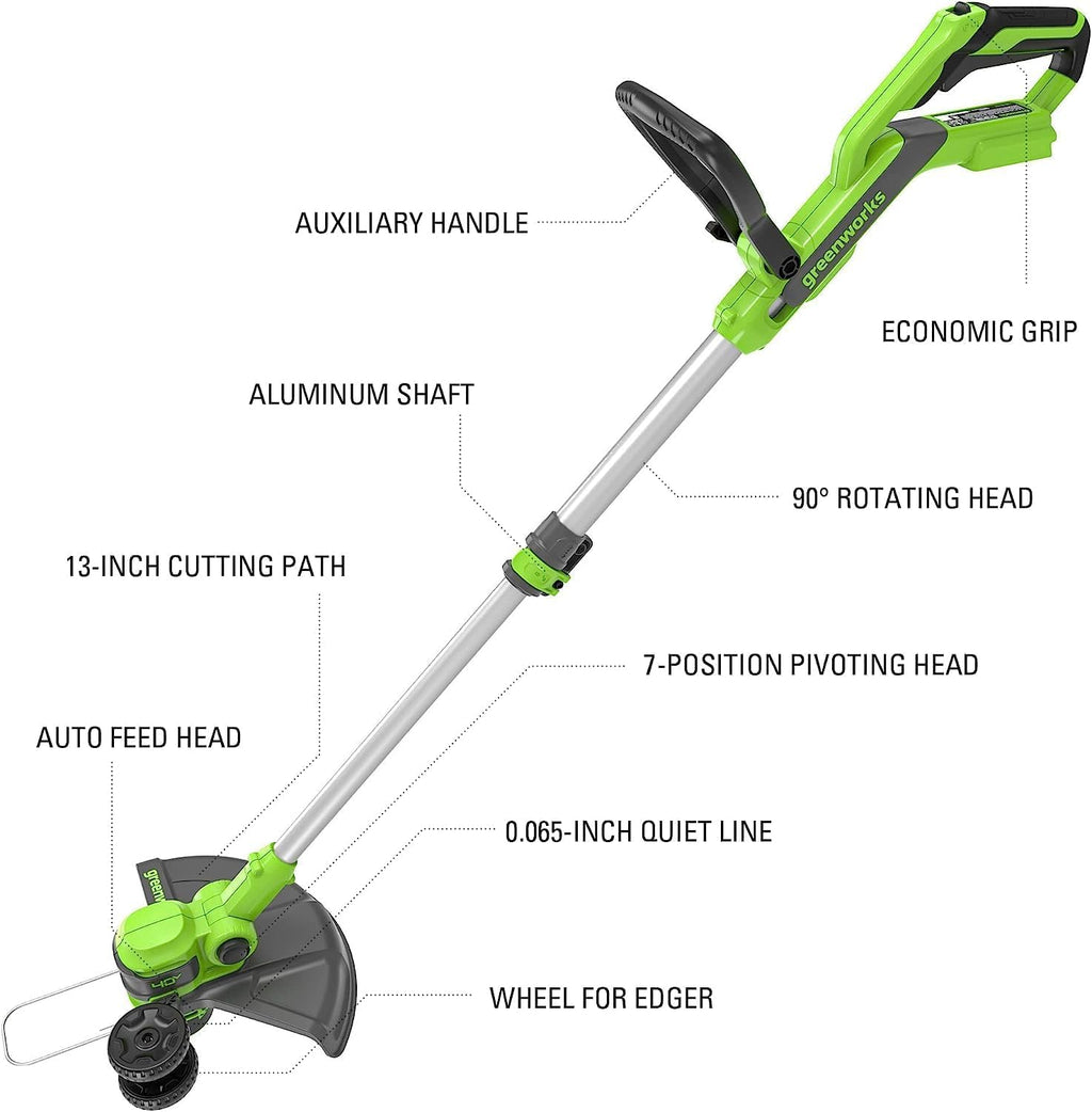 Greenworks 40V 20" Cordless Push Lawn Mower Bundle with Axial Leaf Blower(500 CFM / 120 MPH)  12" String Trimmer  5Ah + 2Ah Batteries & Chargers
