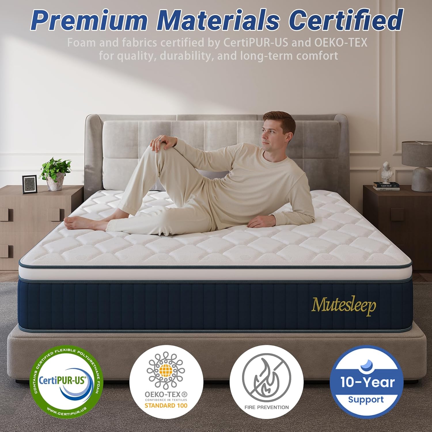 14″ King Hybrid Mattress – Cooler, Quieter & Deeper Comfort, Airflow Foam + Pocket Coils, 2″+ Plush Cushion, Heavy-Duty Support, CertiPUR-US, Fiberglass-Free, Mattress in a Box