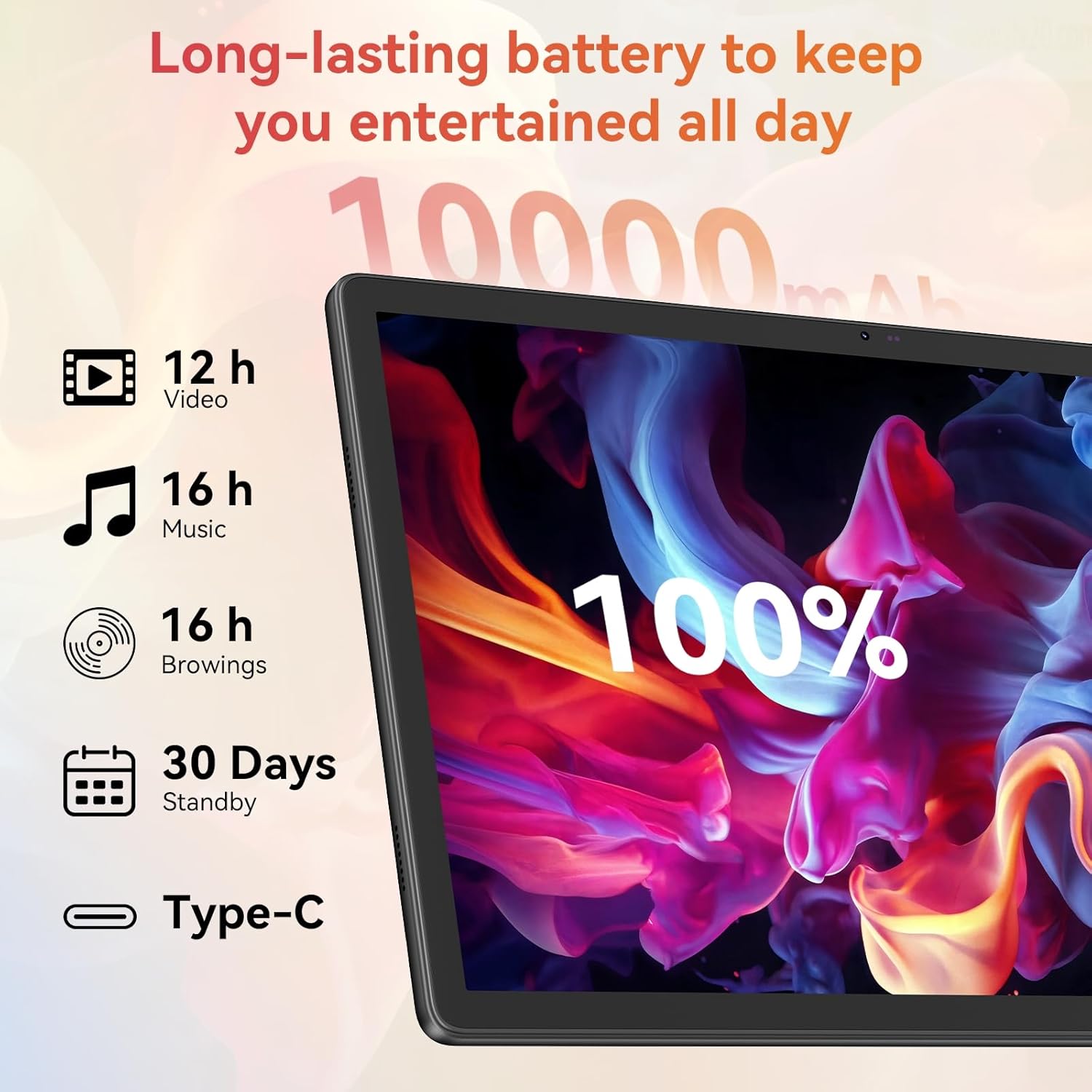Tablet｜14 inch Android 16 Tablet｜30GB RAM 256GB ROM｜1920 * 1200 IPS FHD｜10000mAh 30W Fast Charging｜Octa-core Processor｜Wi-Fi 6  BT 5.4｜Dual Camera with Keyboard｜Mouse｜Stylus｜Case｜Headphone