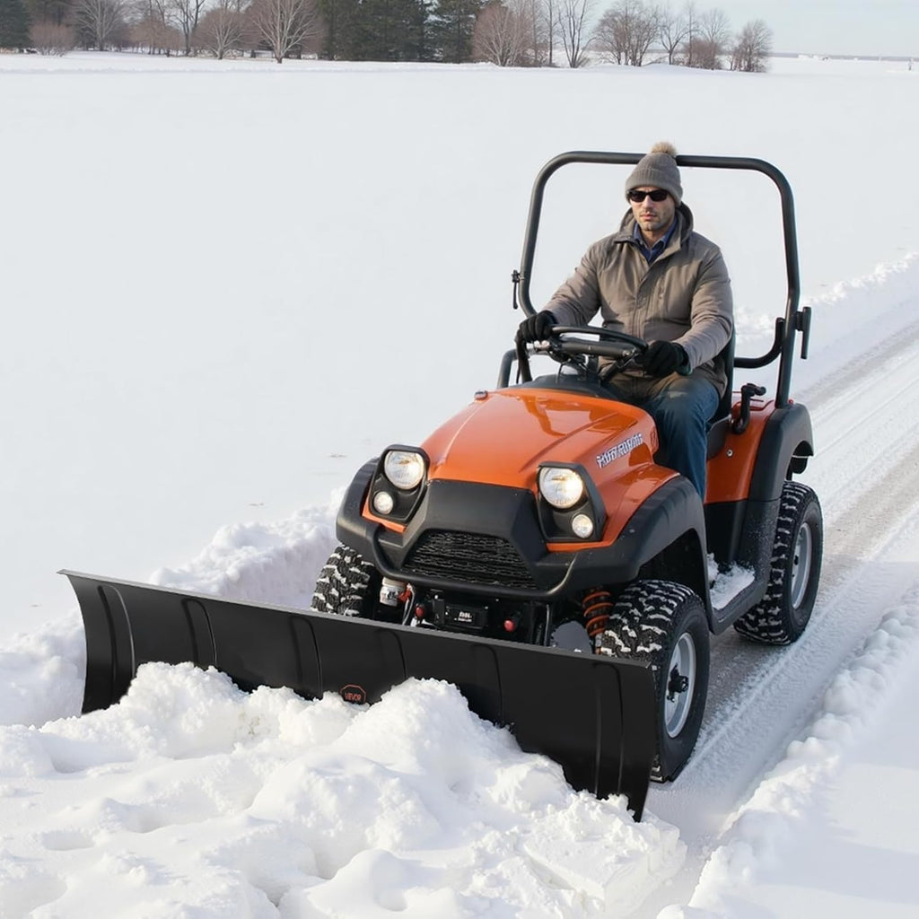 VEVOR Snow Plow Kit  48in Universal Snow Plow Attachment  Height & Left-Right Adjustable  Quick to Detach  Steel ATV Scrape Blade  3 Mount Options  Efficient Snows Clearing  for Most ATVs & UTVs