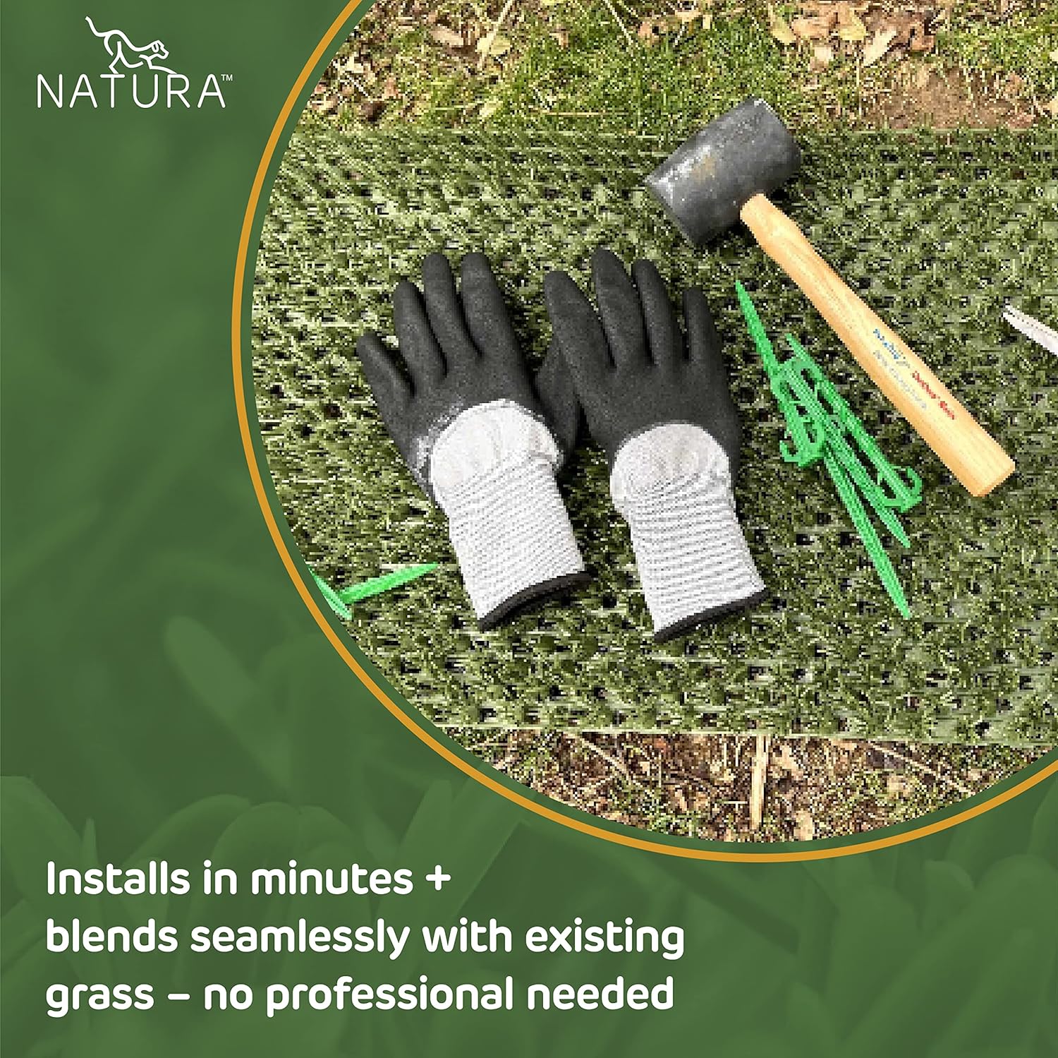 Natura PowerRun 10377011 Outdoor Artificial Grass for Dogs  Turf Grass Patch Blends in with Natural Grass  Keeps Paws and Homes Clean  3 ft. x 25 ft.  Green