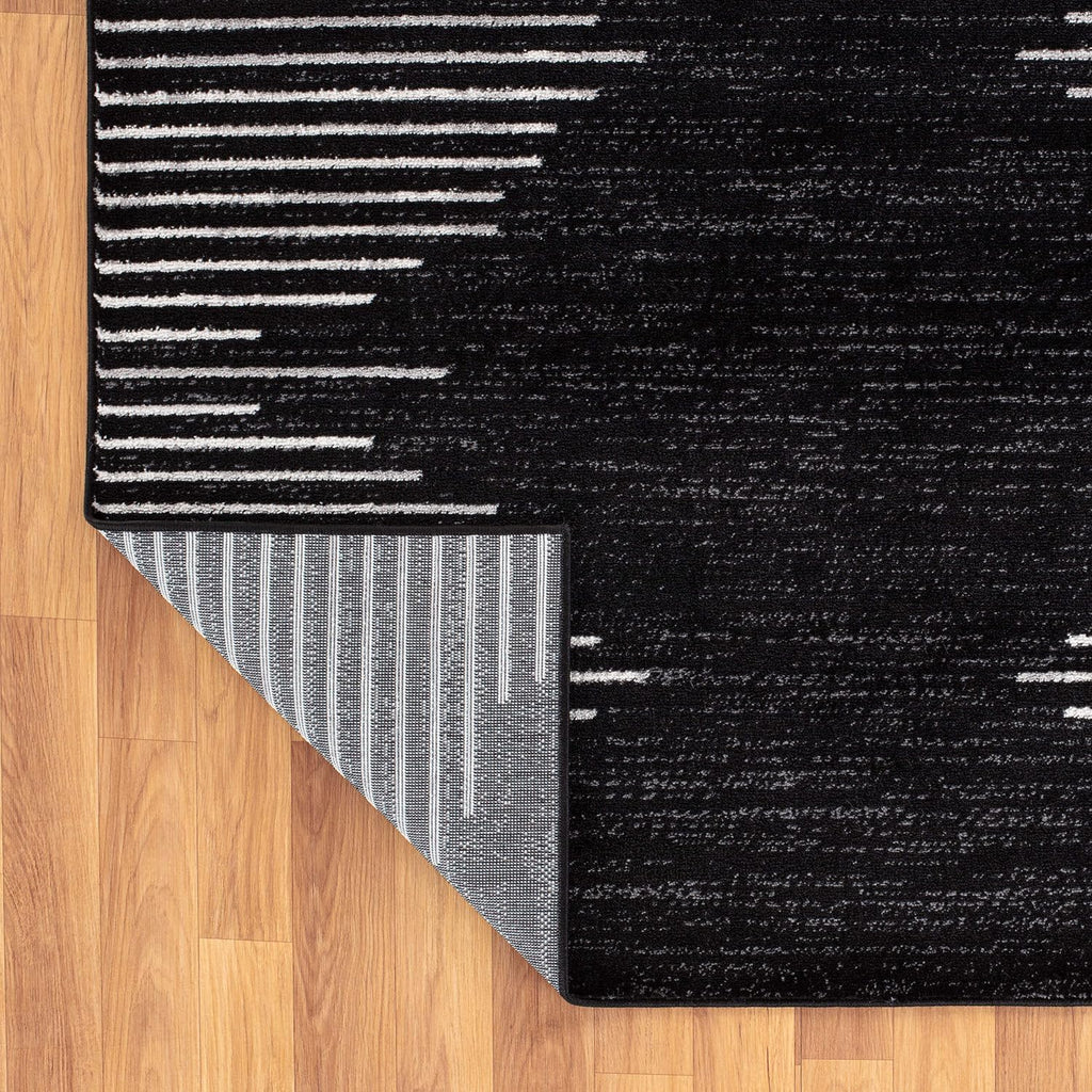 Rugshop Bohemian Stripe Stain Resistant High Traffic Living Room Kitchen Bedroom Dining Home Office Area Rug 12' x 15' Black