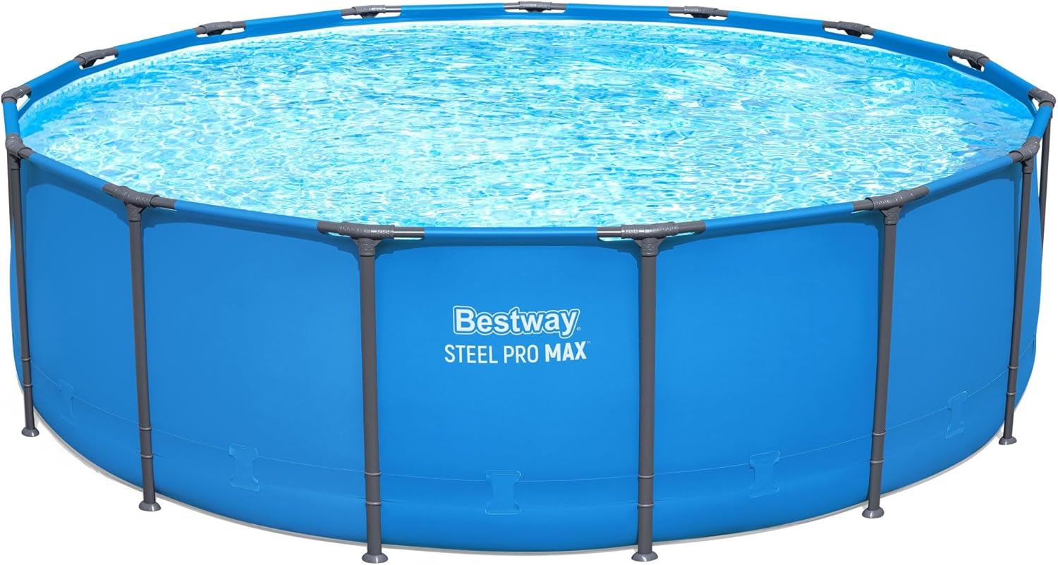 Bestway Steel Pro MAX 15' x 48" Above Ground Pool  Round Metal Frame Outdoor Swimming Pool for Backyard  Blue  Pool ONLY