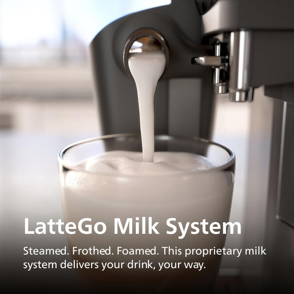 Philips 3200 Series Fully Automatic Espresso Machine, LatteGo Milk Frother, 5 Coffee Varieties, Intuitive Touch Display, 100% Ceramic Grinder, AquaClean Filter, My Coffee Choice, Black (EP3241/54)