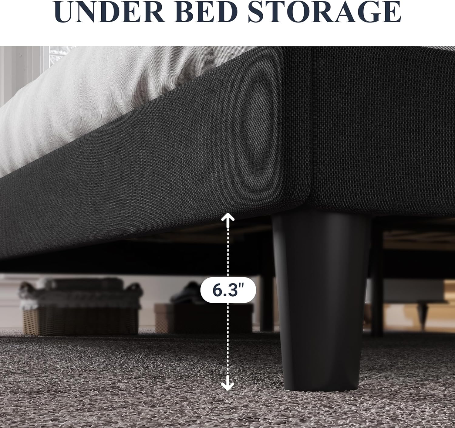 Allewie King Size Bed Frame with Button Tufted Wingback Headboard, Modern Upholstered Bed Frame with Solid Wooden Slats Support - No Box Spring Needed, Easy Assembly, Black