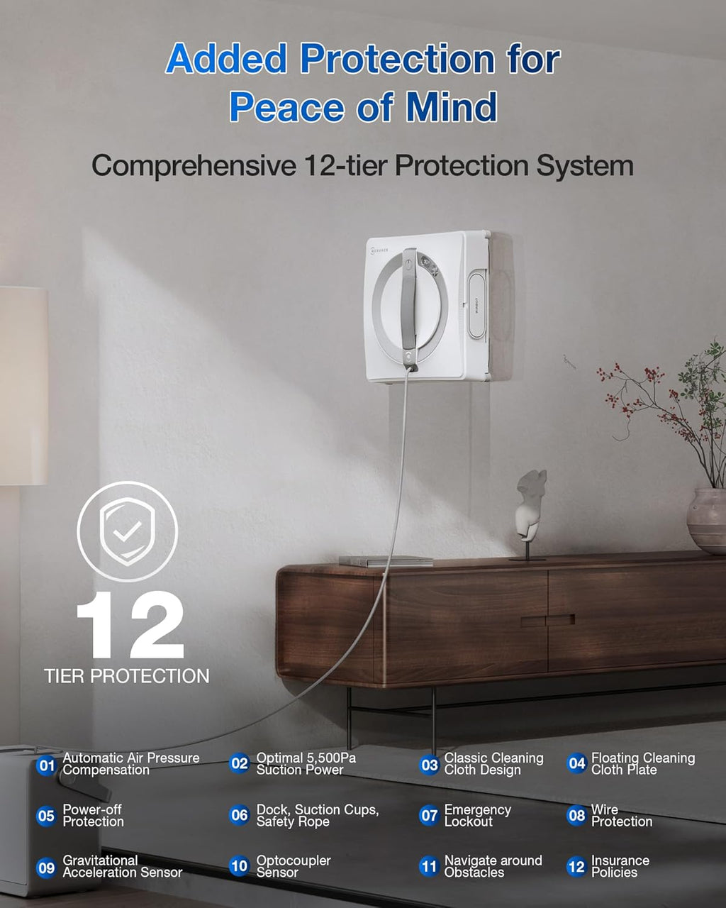 ECOVACS WINBOT W2 PRO Omni Portable Window Cleaning Robot with Multi-Functional Station, Charging While Working, Intelligent Cleaning with Triple Nozzle Water Sprayer, 12-Level Protection