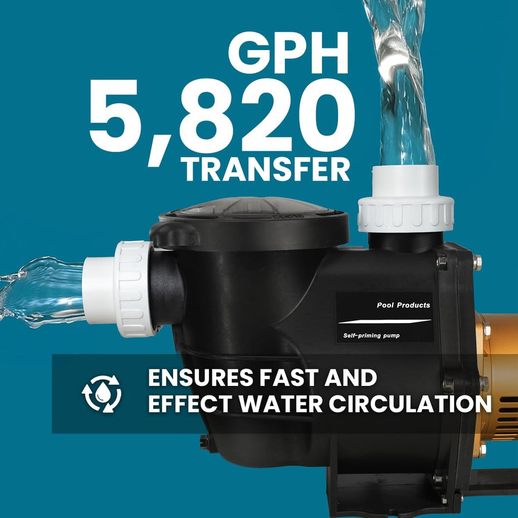 XtremepowerUS 2HP In-Ground Swimming Pool Pump Dual Speed High Flow 2" Inlet 230V High Flo 2-Speed w/ Slip-On Fitting Adapter  5 820 GPH with Filter Basket