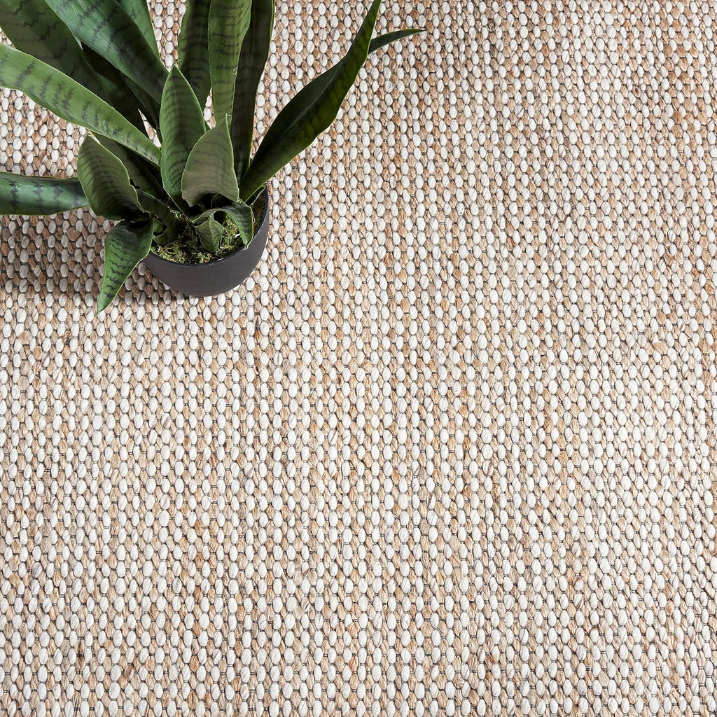 SAFAVIEH Natural Fiber Collection Area Rug - 9' x 12', Natural & Beige, Handmade Farmhouse Jute & Wool, Ideal for High Traffic Areas in Living Room, Bedroom (NFB553B)