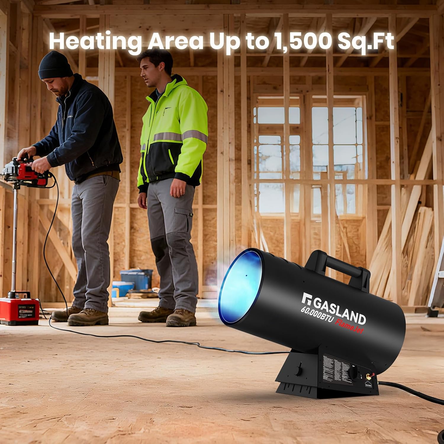 GASLAND FlameJet 60 000 BTU Propane Forced Air Heater  Portable Space Heater for Garage  Patio  Construction Sites
