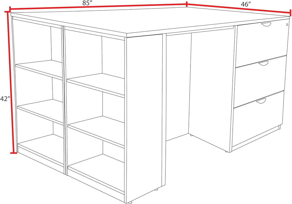 Romig Regency Legacy Stand Up Desk/3 Lateral File Quad with Bookcase End  Ash Grey