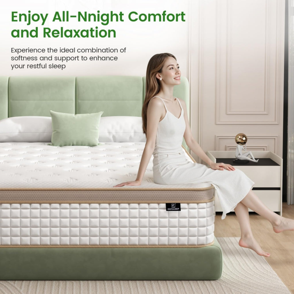 King Mattress, Enhanced 14 Inch King Size Hybrid Mattress in a box with Gel Memory Foam & Independent Pocket Springs, Medium Firm, Pressure Relief, Strong Edge Support, 365-Night Trial, CertiPUR-US