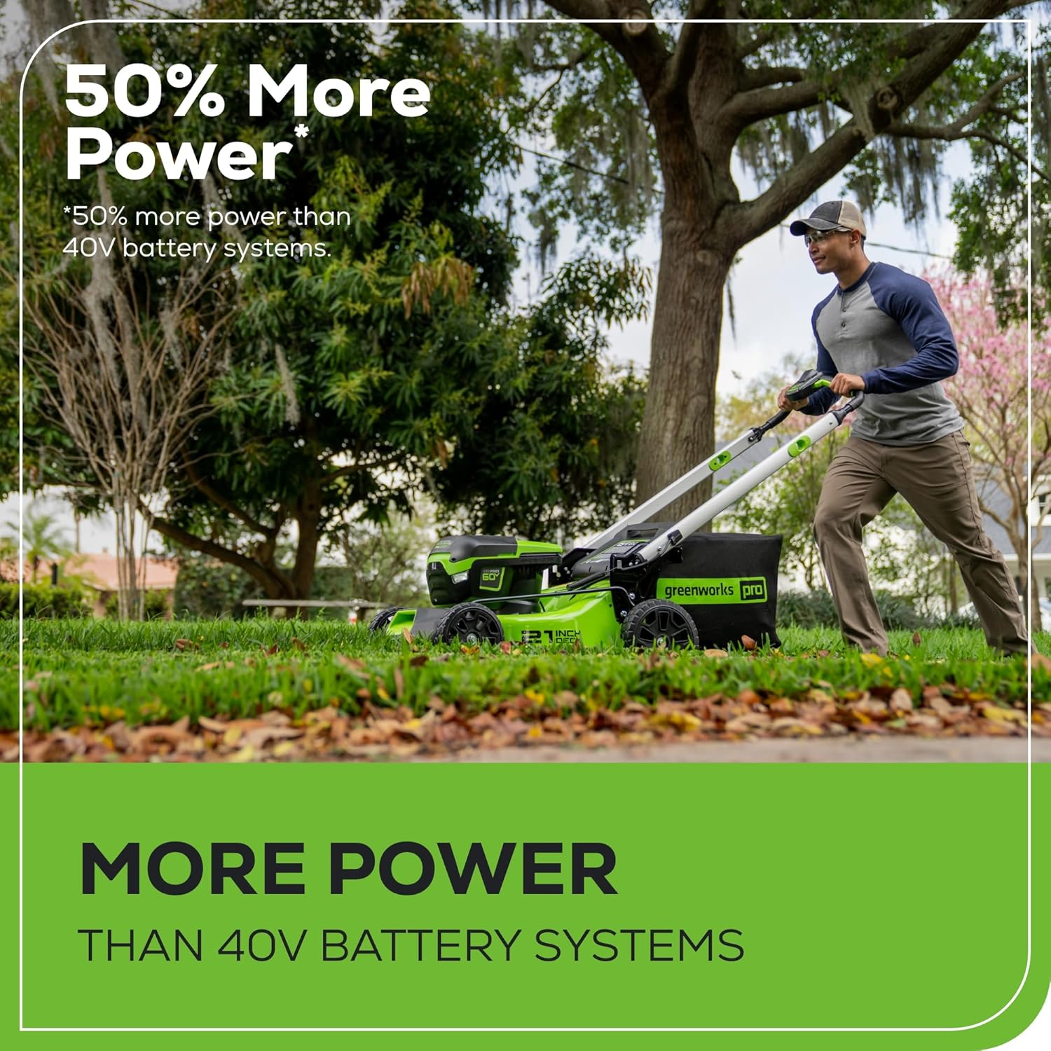 Greenworks 60V 21" Cordless Lawn Mower – 5.0Ah Battery & Rapid Chargerr(75+ Tool Compatibility  60Min Runtime)