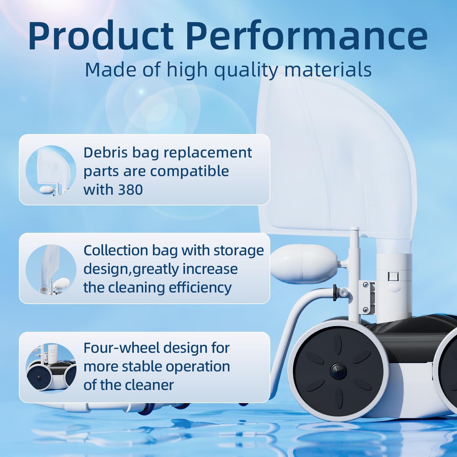 MAKHOON Upgrade Pool Pressure Side Sweeper – Professional Pool Cleaner for Efficient Swimming Pool Cleaning  Stable 4-Wheel Structure Design