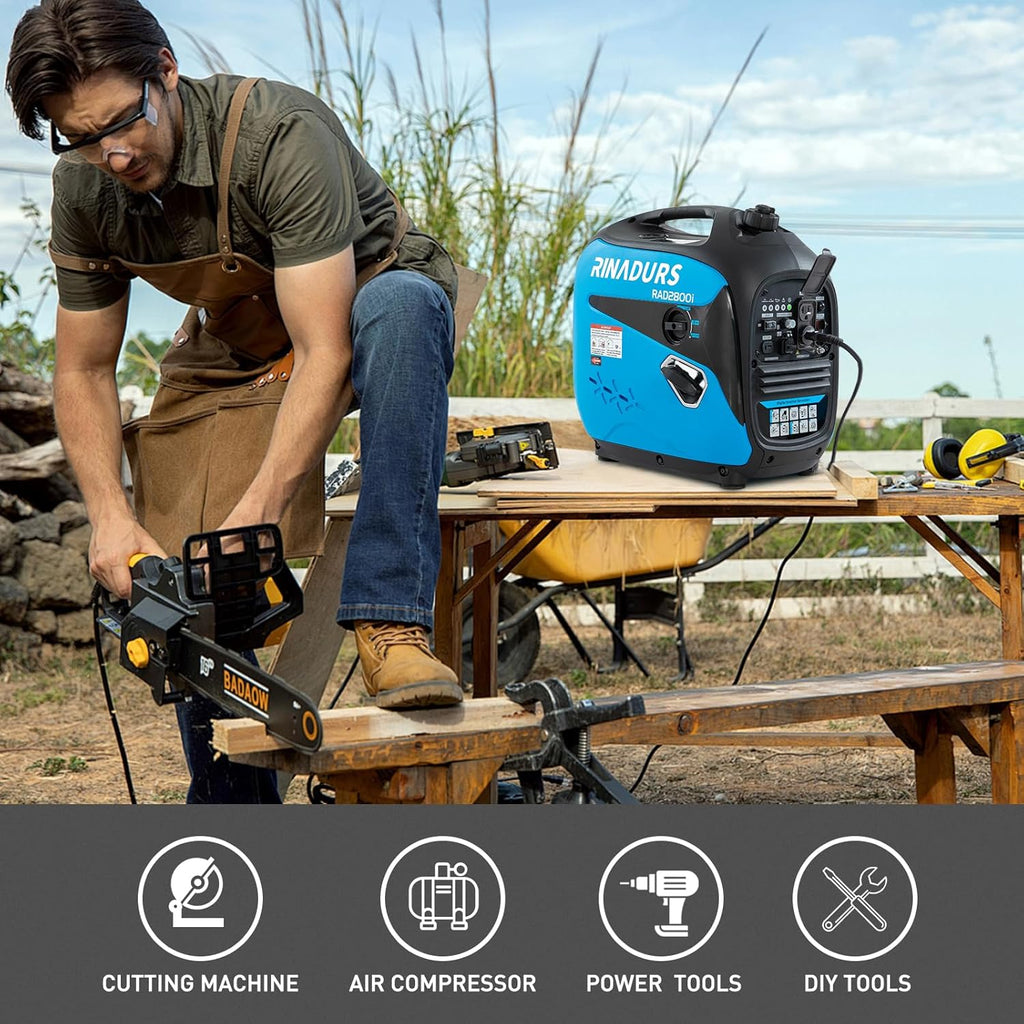 2800 Watt inverter generator  quiet and portable  suitable for home backup power  outdoor camping  and construction sites.EPA Compliant