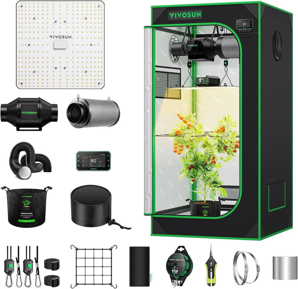 VIVOSUN GIY Smart Grow Tent System 2x2  WiFi-Integrated Grow Tent Kit  with Automate Ventilation and Circulation  Schedule Full Spectrum 100W LED Grow Light  and GrowHub E42A+ Controller