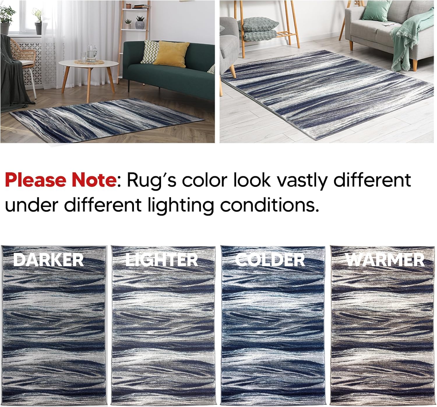 Keen Home Design Area Rugs - 12x15 Non-Shedding, Abstract Rugs for Kitchen, Living Room, Bedroom, Dining Room, Entryway - Size: 12' x 15', Multi