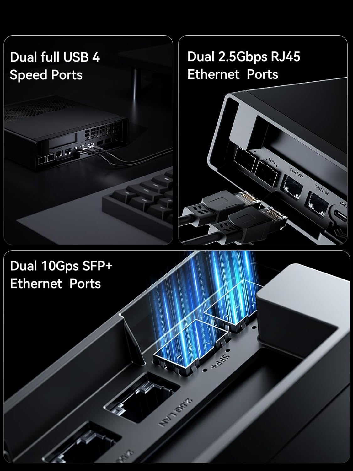 MINISFORUM MS-01 Mini PC Barebone with Intel Core i9-12900H vPro Enterprise Support 2x10Gbps SFP+LAN/2x2.5G RJ45/2xUSB4/HDMI/16xPCIe 4.0/M.2 NVMe SSD/U.2 NVMe SSD Mini Computer(No OS/RAM/SSD)