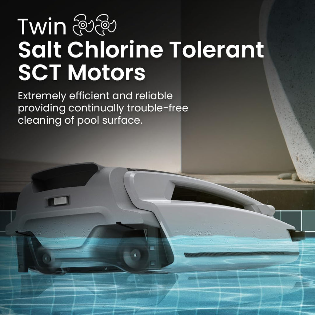 Betta SE Plus - Solar-Powered Robotic Pool Skimmer with 24/7 Continuous Cleaning Power  Dual Charging Options  Twin Salt Chlorine Tolerant Motors  and Shallow Water Safeguard