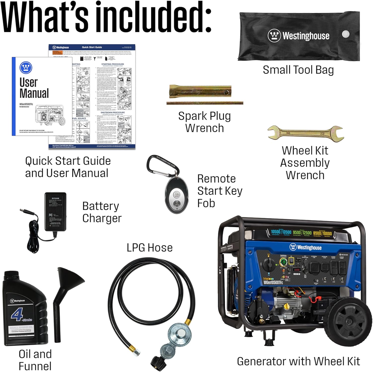 Westinghouse 13500 Peak Watt Tri-Fuel Home Backup Portable Generator  Remote Electric Start  Transfer Switch Ready  Gas  Propane  and Natural Gas Powered