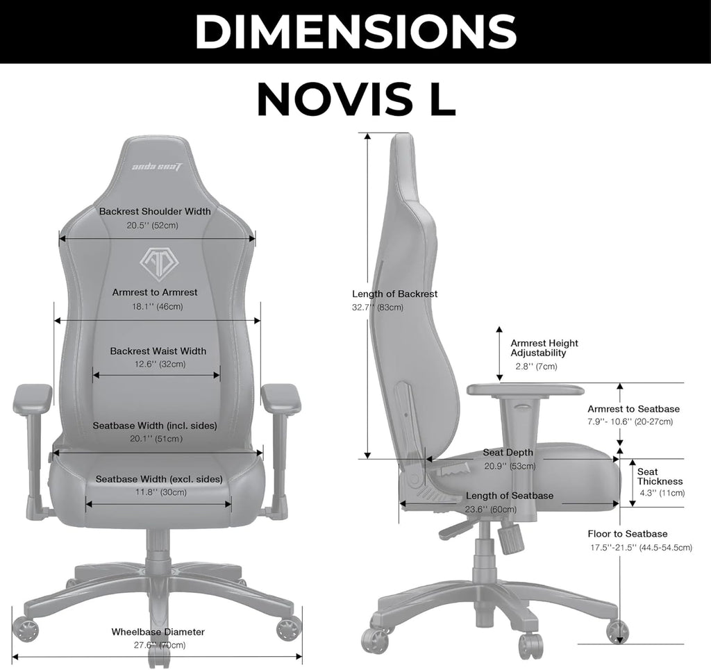 Anda Seat Novis Gaming Chair for Adults - Large Reclining Video Game Chairs, PVC Leather Ergonomic Office Chair, Heavy Duty Back Lumbar Support - Luxury Black Computer Chairs for Home & Work