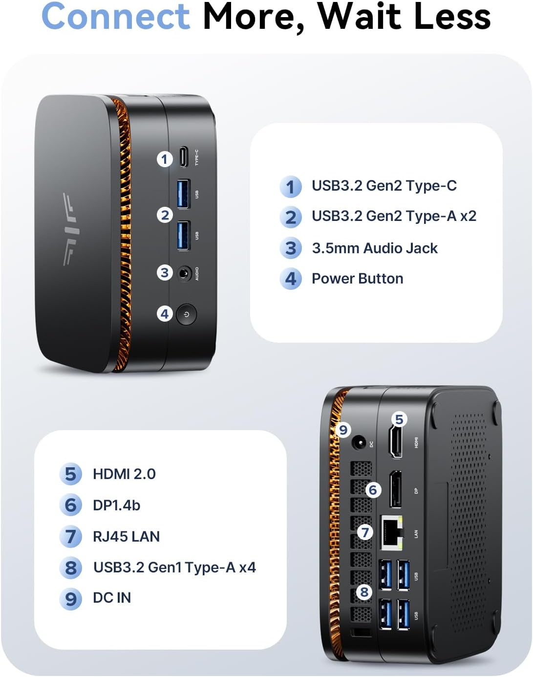 KAMRUI P1 Mini PC  AMD Ryzen 4300U (Beats 3500U/3200U/N150/i3 10110U Up to 3.7 GHz) Mini Computer 16GB DDR4 RAM 512GB M.2 SSD  Small Pc Dual 4K  HTPC  Ethernet  WiFi  BT for Business  Office  Home