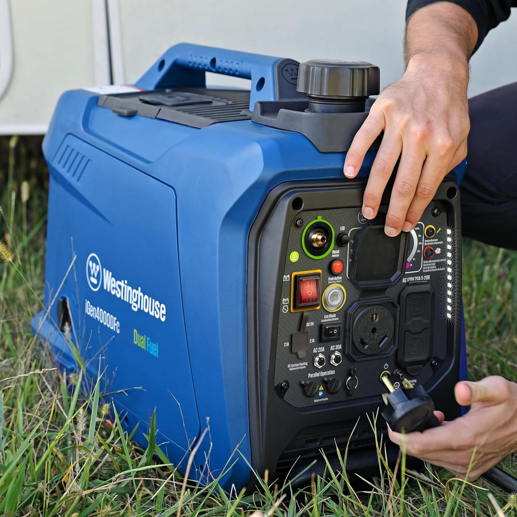 Westinghouse 4000 Peak Watt Super Quiet Dual Fuel Portable Inverter Generator  Remote Electric Start  Gas & Propane Powered  RV Ready  CO Sensor  Parallel Capable