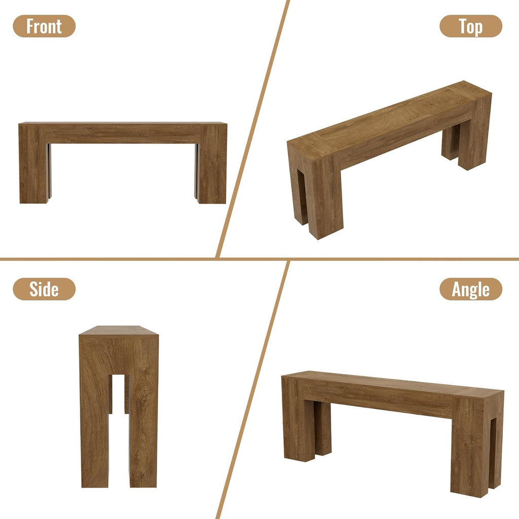 Extra Long Sofa Console Table for Entryway Living Room, 79-Inch Farmhouse Wood Behind Couch Table, Rectangular Accent Console with Wooden Double Base for Hallway Foyer Entrance, Natural Oak