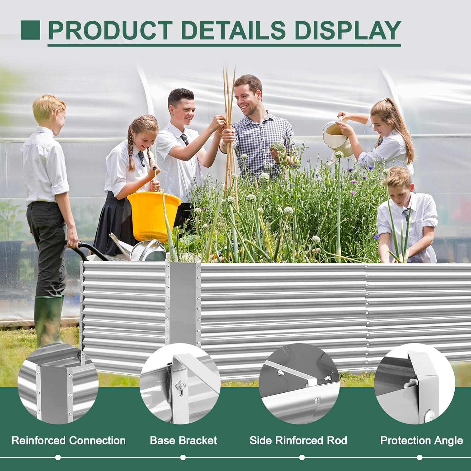 Land Guard 8x4x3ft Rectangular Galvanized Raised Garden Beds  Large-Capacity Metal Planter Box Outdoor  Durable Deep Raised Garden Bed 3ft Tall  Raised Beds for Gardening Vegetables  Classic Silver