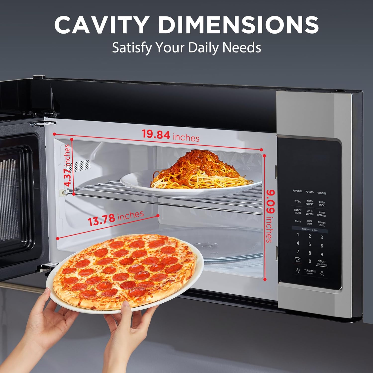 BLACK+DECKER EM044KB19 Over The Range Microwave Oven with One Touch, 1000 Watts, 400 CFM and Auto Cooking, OTR 1.9 Cu.ft
