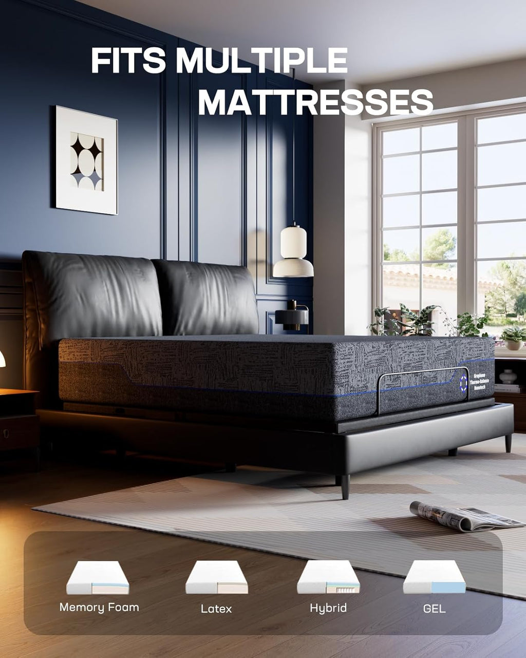 Marsail NS2 Pro Massage Adjustable Base with Mattress Set, Wireless Remote & App Control, Twin XL Adjustable Bed Frame + 14-inch Cooling Gel Memory Foam Mattress