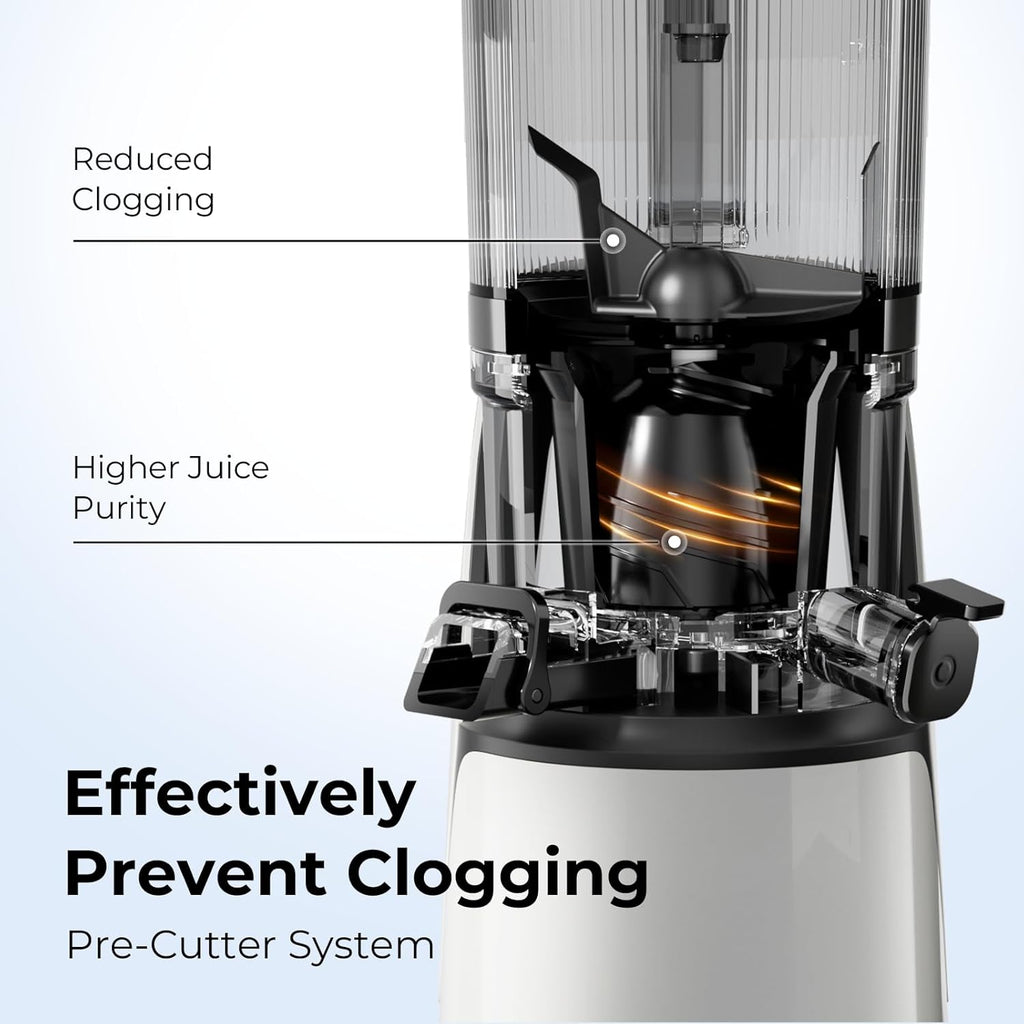 Juicer Machines, 3-in-1 Cold Press Juicer with 6.5" Extra Large Chute, 100oz Large Capacity, AC Motor, Makes Juice, Nut Milk & Sorbet, Bright White