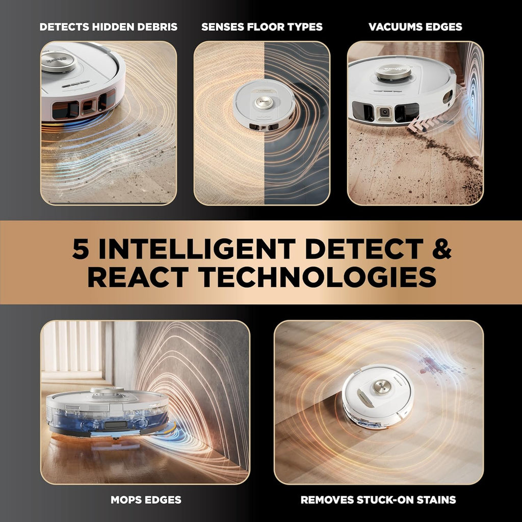 Shark Robot Vacuum & Mop Combo, PowerDetect NeverTouch Pro, Pad Wash & Dry, 60-Day Debris Capacity, 5PowerDetect Technologies,White,AV2800ZE, for Carpets & Hardfloors