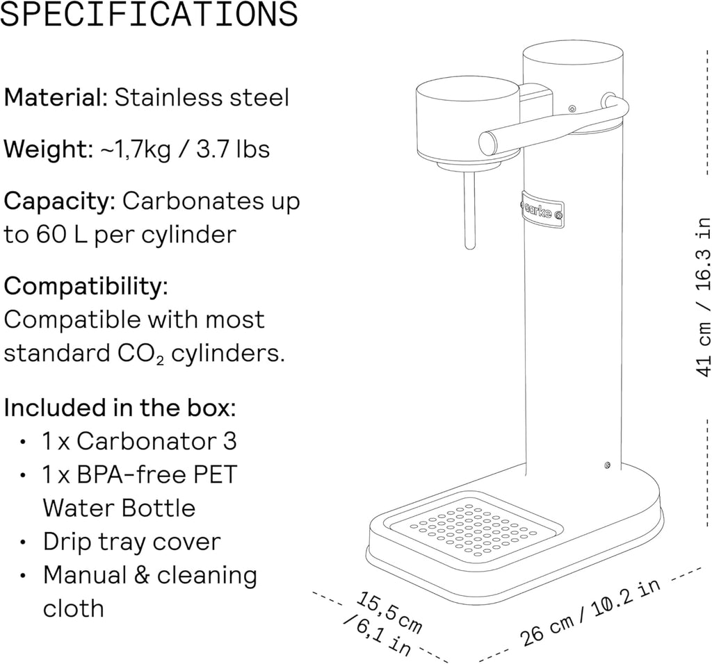 aarke - Carbonator III Premium Carbonator-Sparkling & Seltzer Water Maker-Soda Maker with PET Bottle (Stainless Steel)