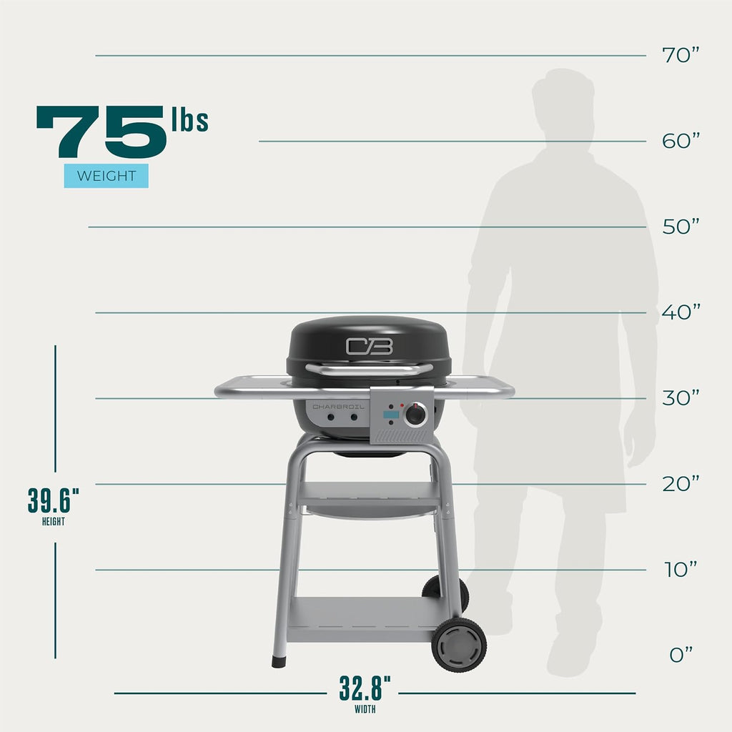 Charbroil 3-in-1 Dual Fuel Outdoor Bistro Pro Electric Grill & Griddle + Charcoal Mode BBQ  Black - 25302145