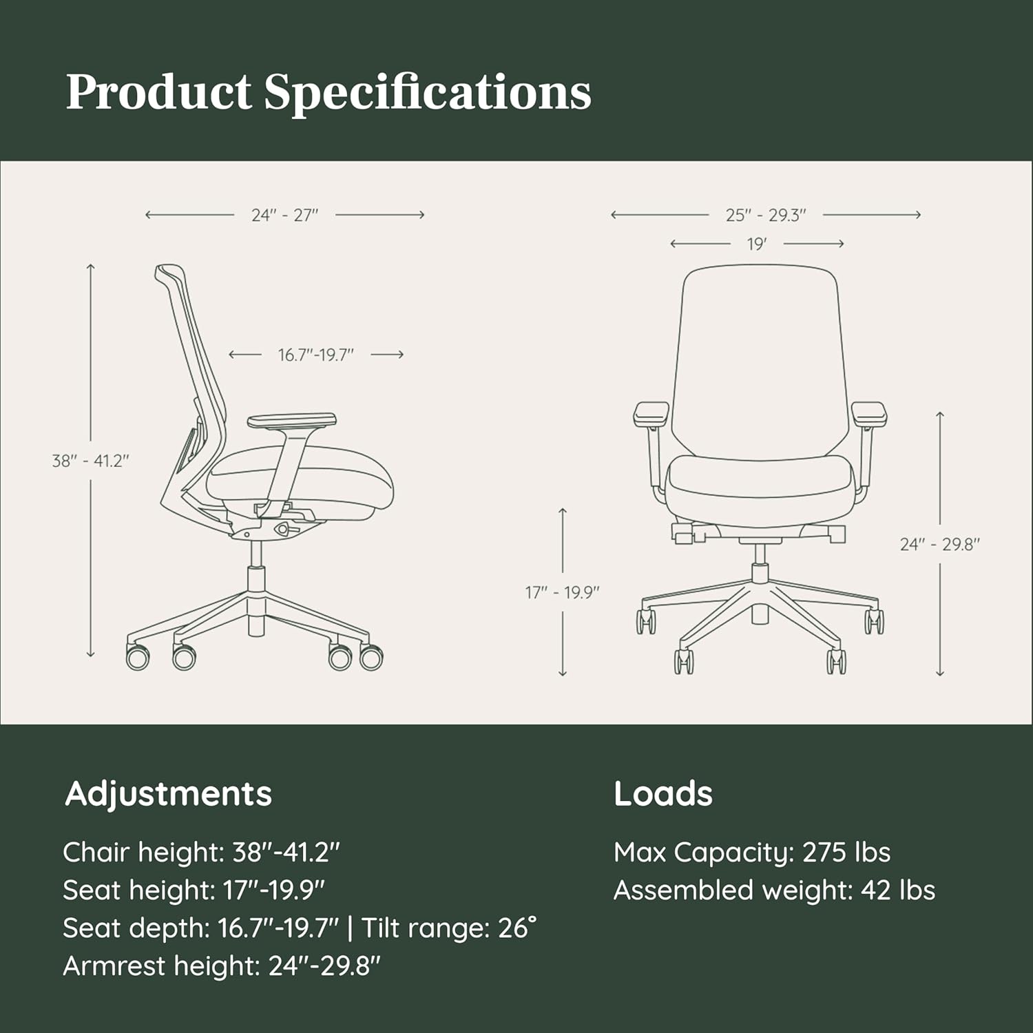 Branch Ergonomic Chair Pro - Mesh Office Chair with 14 Points of Adjustment - Height, Depth & Tilt Adjustable - 5D Armrests - Forward Tilt, Smooth Recline, and Lumbar Support - Mineral