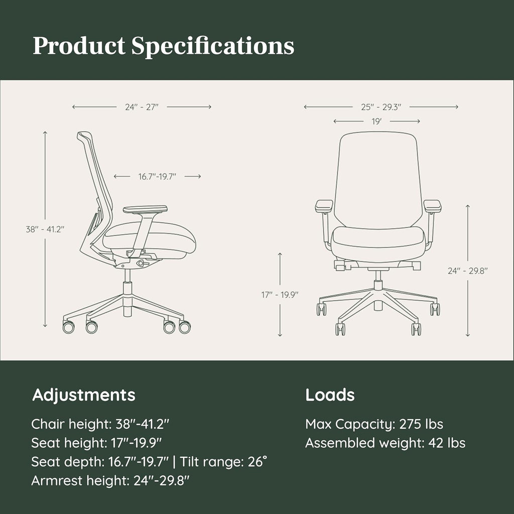 Branch Ergonomic Chair Pro - Mesh Office Chair with 14 Points of Adjustment - Height, Depth & Tilt Adjustable - 5D Armrests - Forward Tilt, Smooth Recline, and Lumbar Support - Shore