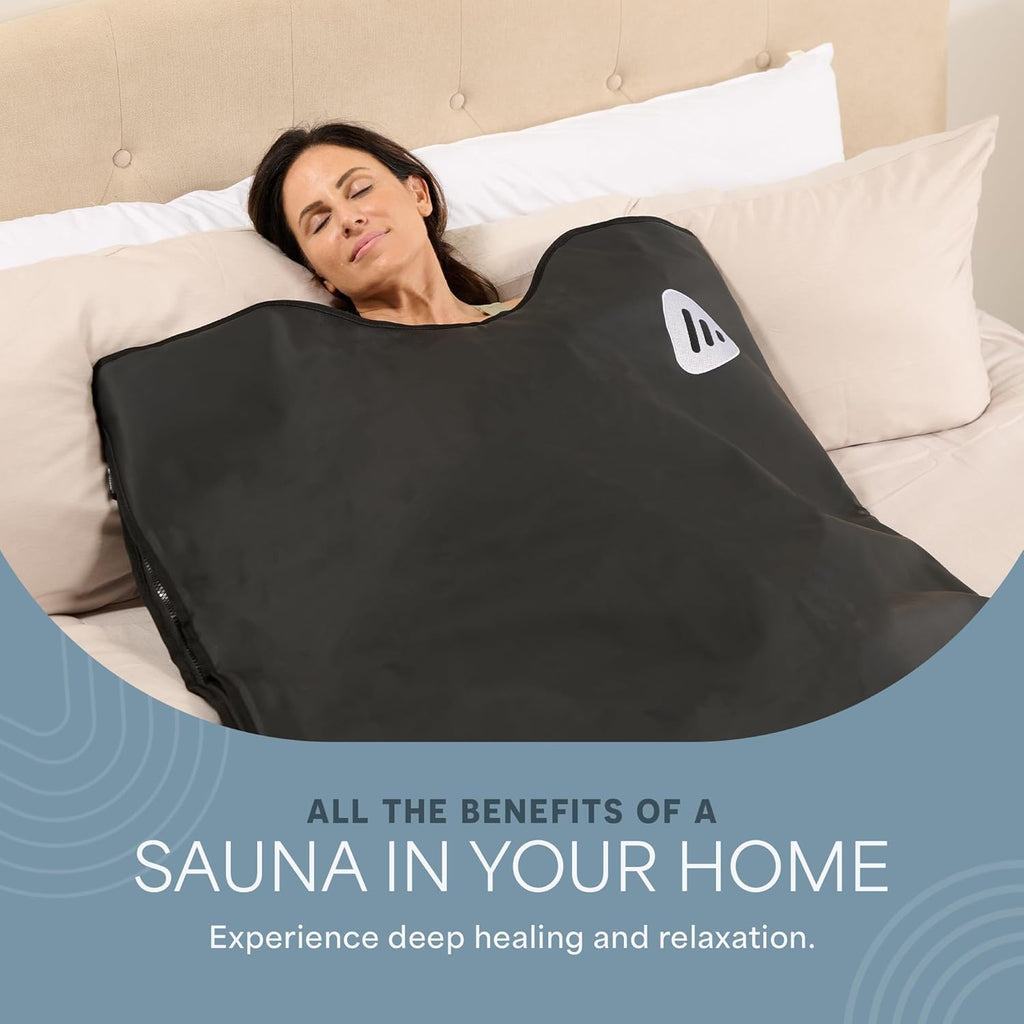 LifePro RejuvaWrap Infrared Sauna Blanket for Detox & Relaxation – Low EMF Carbon Fiber Heating  9 Temp Levels  5 Colors – Portable Sauna Blanket Infrared with Waterproof Interior & Carry Bag