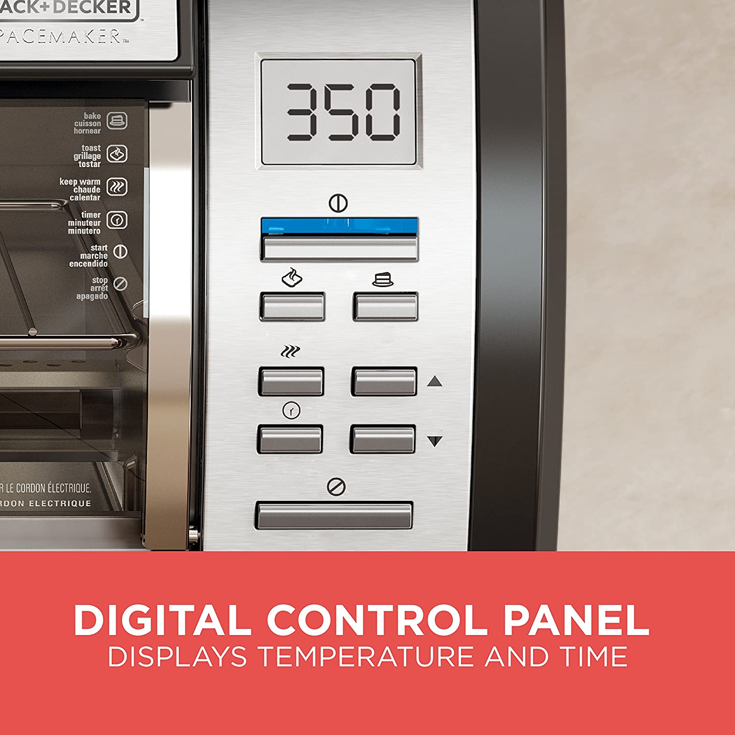 BLACK+DECKER SpaceMaker Under-Counter Toaster Oven, Digital Controls, Black/Stainless Steel, Fits 9锟芥锟斤拷 Pizza, TROS1000D