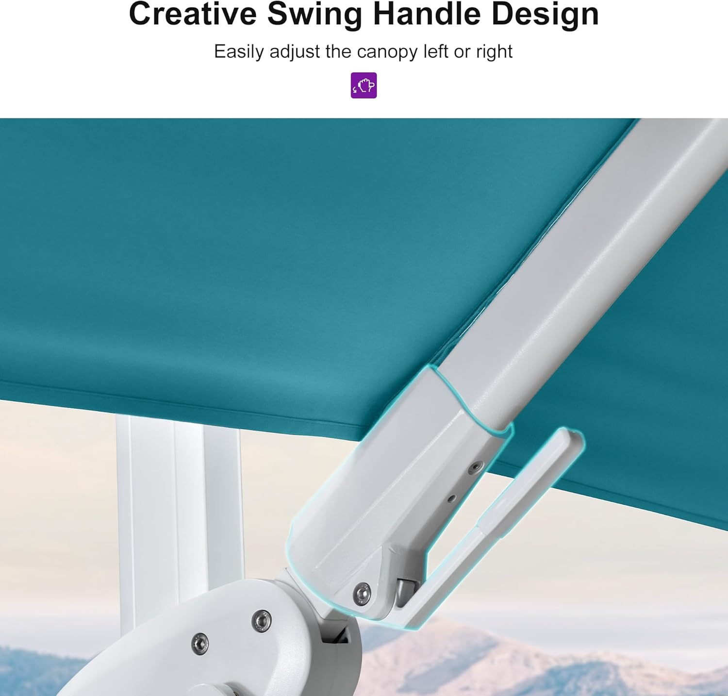 PURPLE LEAF 10 FT Right-left Tilt Patio Umbrella Swivel White Cantilever Umbrella with Tilt Aluminum Outdoor Umbrella with 360° Rotation for Deck Pool Garden, Turquoise