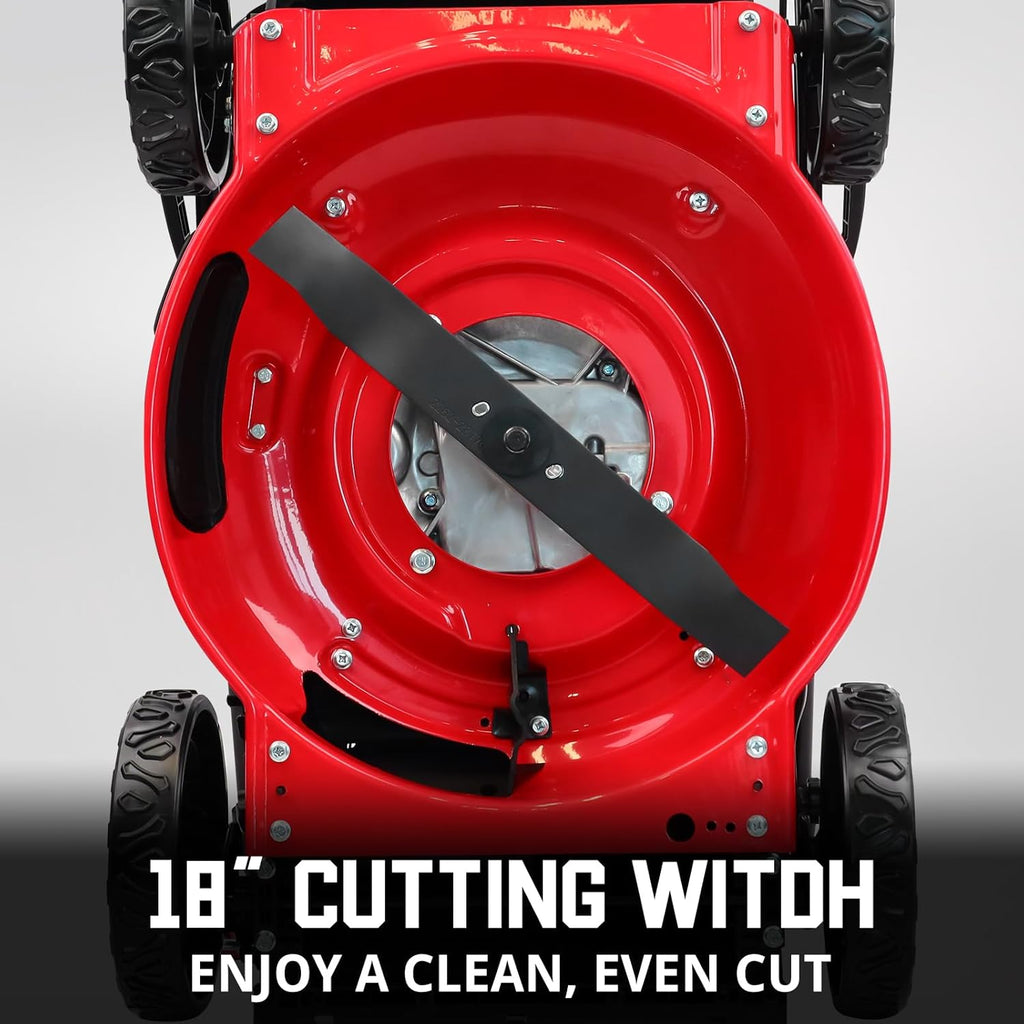 PowerSmart 18 in. 144cc OHV Engine Push 3-in-1 Gas-Powered Walk-Behind Lawn Mower with Height Adjustment and Mulch Bag