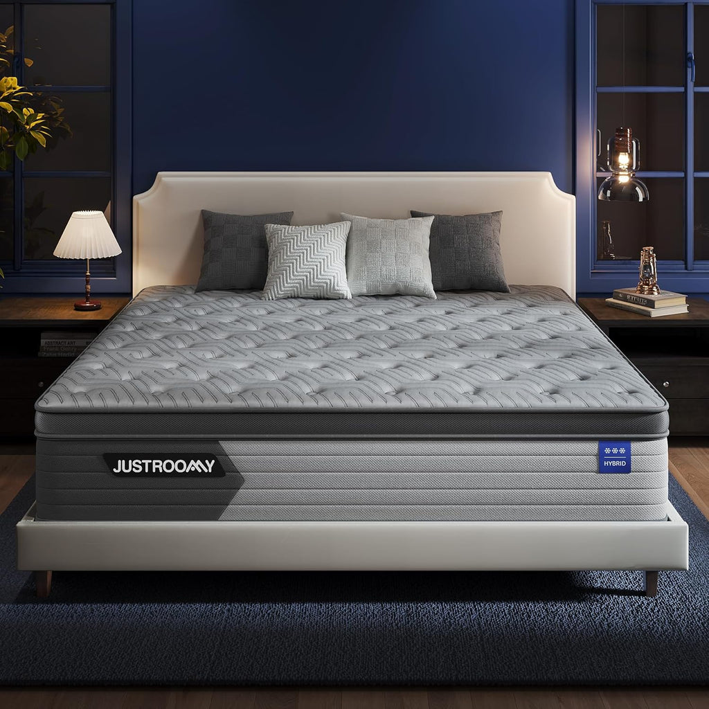 King Size Mattress Firm Mattress 14 Inch for Back Pain Relief,Breathable Cooling Ice Silk Top,Gel Memory Foam, Individual Pocket Spring, Hybrid Mattress King in a Box CertiPUR-US Certified