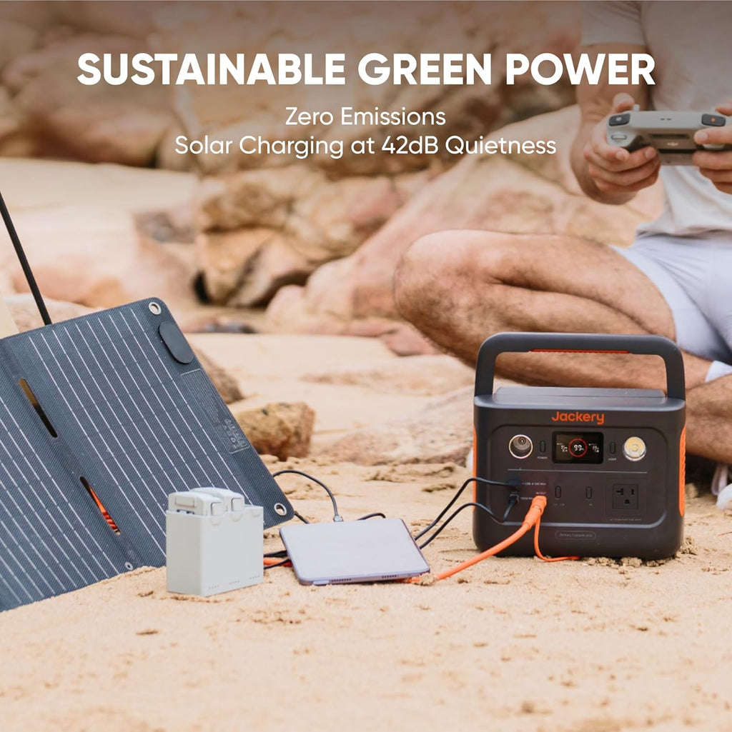 Jackery Solar Generator 240 v2 and 40W Mini Solar Panel  256Wh LiFePO4 Battery  300W AC & 100W USB-C Output  Ultra Fast Solar Charging for Outdoors  Camping  Travel & Emergencies