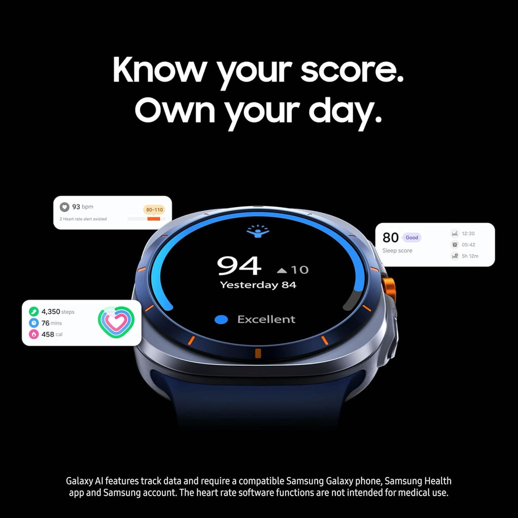 Samsung Galaxy Watch Ultra (2025) 47mm LTE Smartwatch  Titanium Casing  Advanced Sleep Coaching  Running Coach  Energy Score  Heart Rate Tracking  GPS  Titanium Silver US Version  2 Yr Warranty