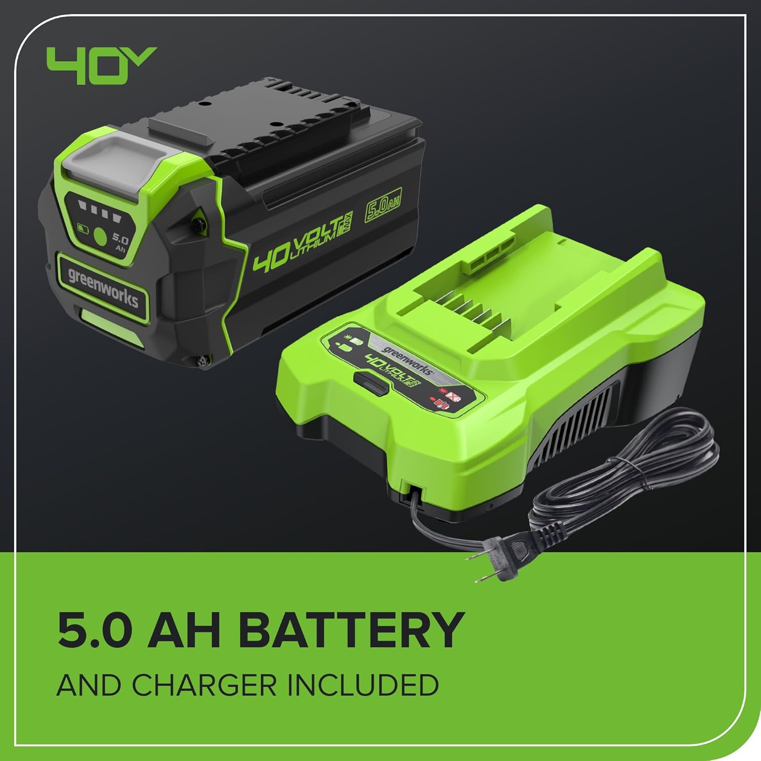 Greenworks 40V (230 MPH / 505 CFM) Cordless Brushless Leaf Blower/Vacuum with Bag  High Power  Lightweight & Quiet for Yard Debris Cleanup  Includes 5.0Ah Battery & Charger