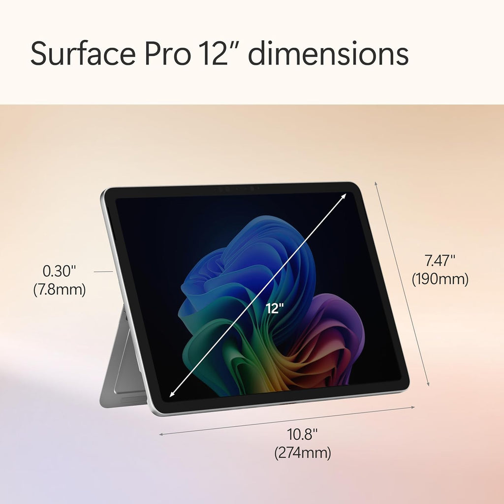 Microsoft Surface Pro 2-in-1 Laptop/Tablet (2025)  Windows 11 Copilot+ PC  12" Touchscreen Display  Snapdragon X Plus (8 Core)  16GB RAM  512GB Storage  Platinum