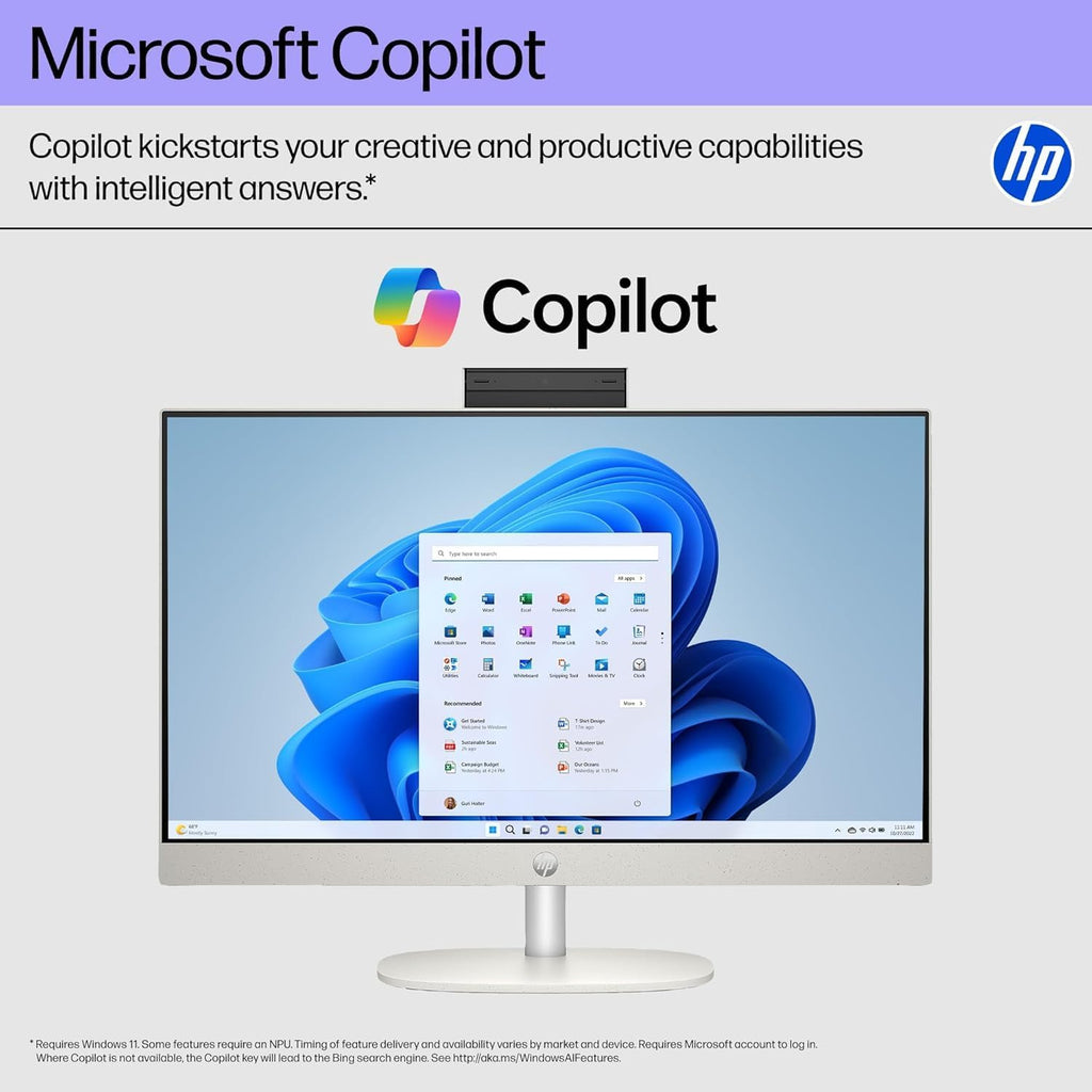 HP All in One Desktop Computer 27 Inch  AMD Ryzen 5 7520U  AMD Radeon Graphics  16GB DDR5  1TB SSD  FHD (1920 x 1080) Anti-glare Touchscreen  Wi-Fi 6  Windows 11 Pro  Headphone and Mouse Accessory Kit