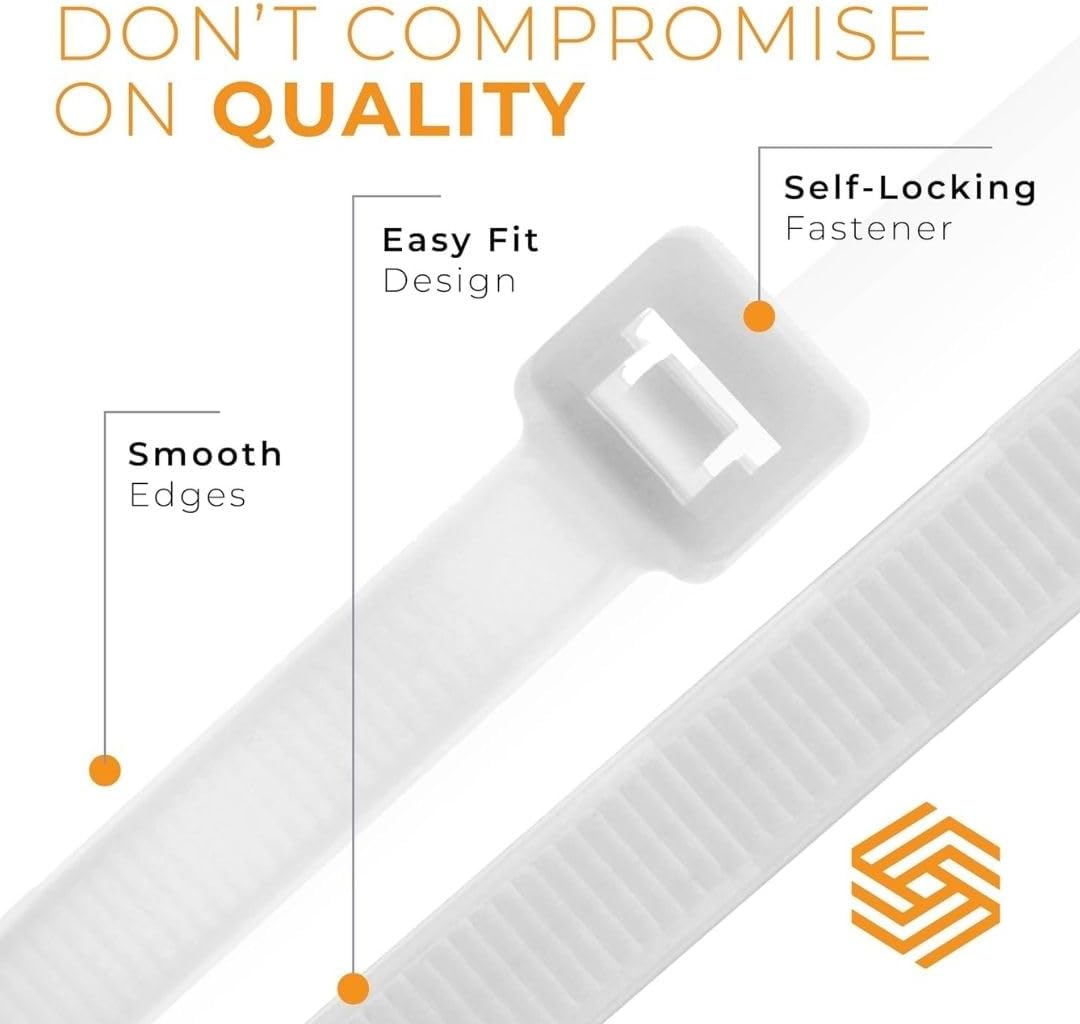 GTSE 14 Inch Silver/Gray Zip Ties  5 000 Bulk Pack  50lb Strength  UV Resistant Long Nylon Grey Cable Ties  Self-Locking 14" Tie Wraps