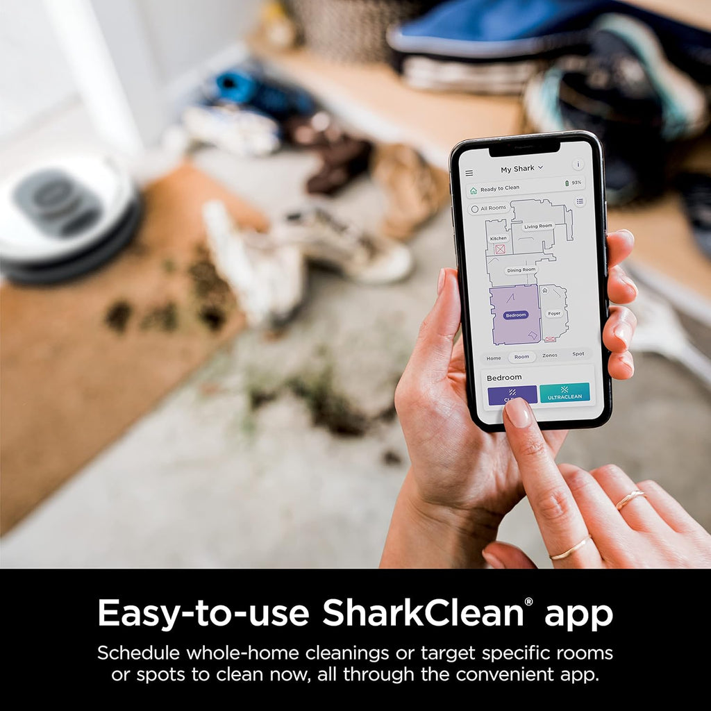 Shark AV2511AE/AV251WA AI Ultra Robot Vacuum, with Matrix Clean, Home Mapping, 60-Day Capacity Bagless Self Empty Base, Perfect for Pet Hair, Wifi, Compatible with Alexa, Black/Silver (Renewed)