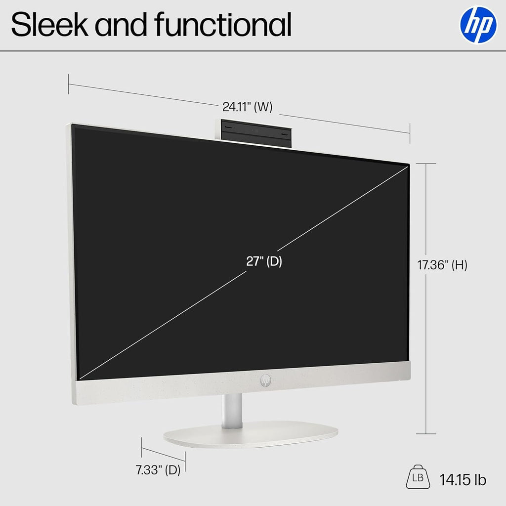 HP All in One Desktop Computer 27 Inch  AMD Ryzen 5 7520U  AMD Radeon Graphics  16GB DDR5  1TB SSD  FHD (1920 x 1080) Anti-glare Touchscreen  Wi-Fi 6  Windows 11 Pro  Headphone and Mouse Accessory Kit