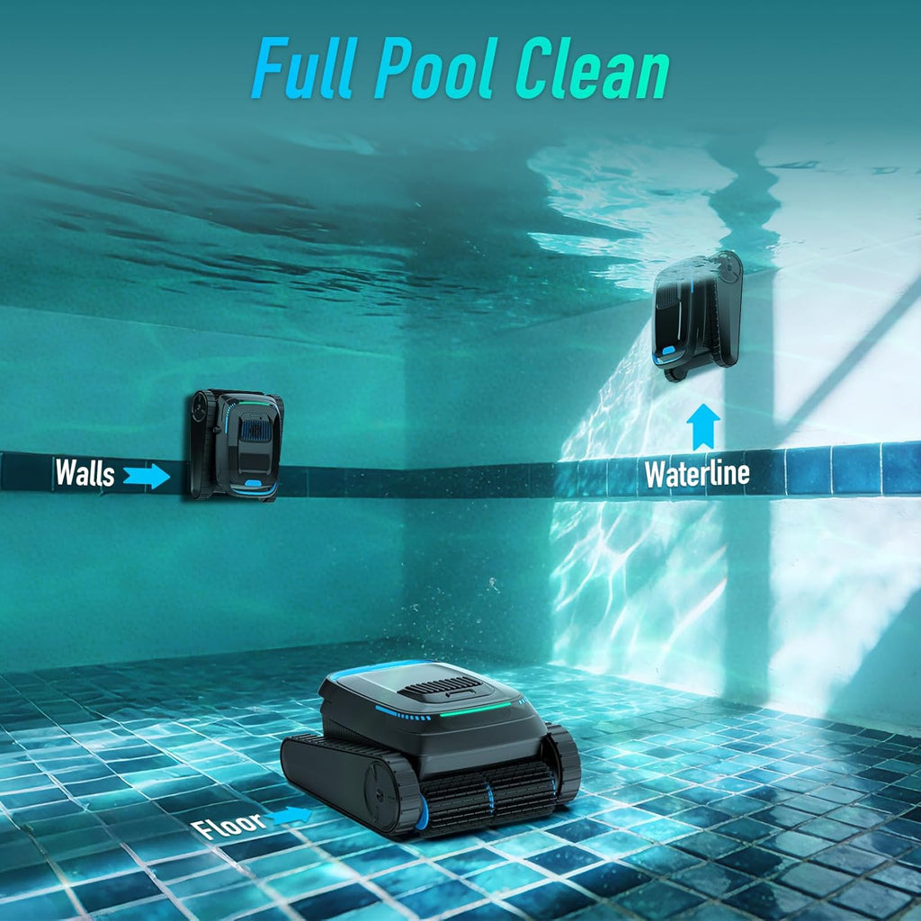 AIRROBO Cordless Robotic Pool Cleaner for Inground & Above Ground Pools  Smart Zigzag Navigation  Floor  Wall & Waterline Cleaning  5000 GPH